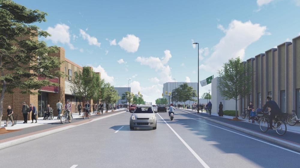 Photo showing artist rendering of the Montreal Road Revitalization project.